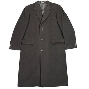 Di Silver Mens Cashmere Wool Long Overcoat Charcoal Long Italian Fabric XL